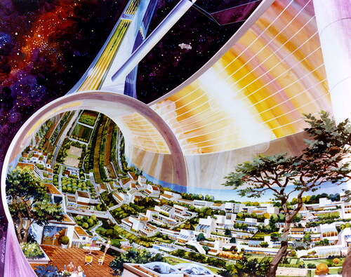 Figure 1. Stanford Torus cutaway view, by Rick Guidice, courtesy of NASA, 1975.