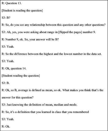 Figure 5. Excerpt from Student 3 interview.