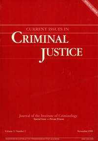 Cover image for Current Issues in Criminal Justice, Volume 11, Issue 2, 1999