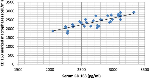 Figure 2 Correlation between mCD163 positive monocytes and sCD163 serum levels in leprosy patients (r=0.896, p<0.001).