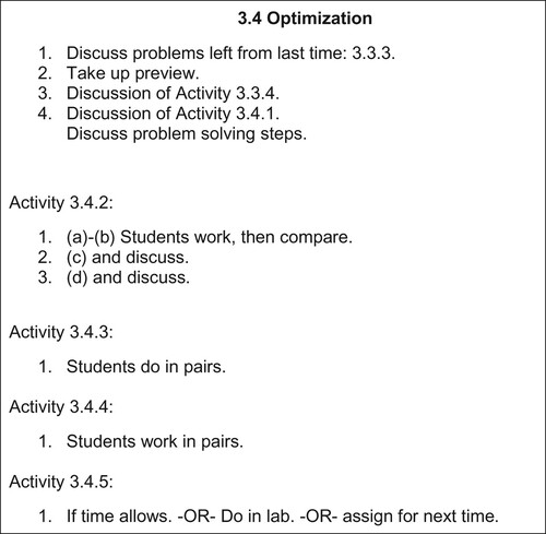 Figure 2. Casey’s lesson plan for Wednesday’s lesson.