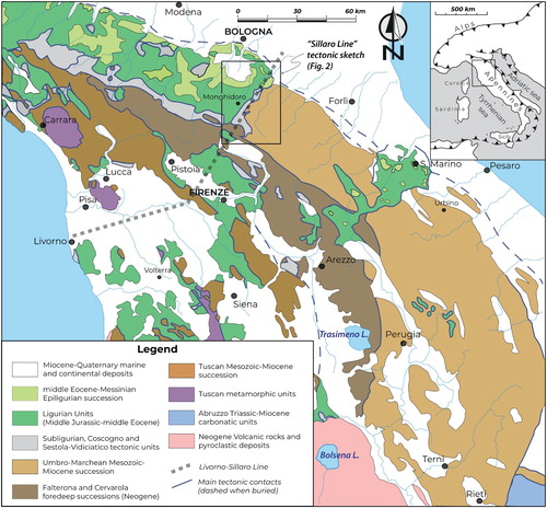 Figure 1. General sketch map of the Northern Apennines.