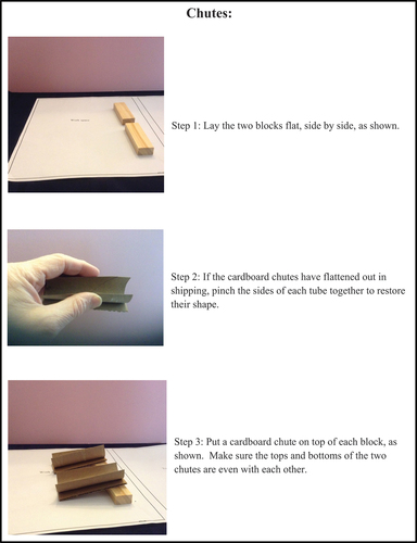 Figure 2. Sample illustrated set-up instructions sent to parents (Chutes task).