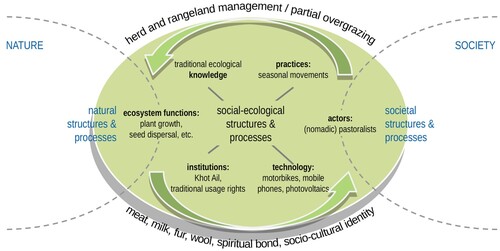 Figure 1. SES of the eastern Mongolian steppe (modified after: Mehring et al. Citation2017 and Mehring et al. Citation2018b).