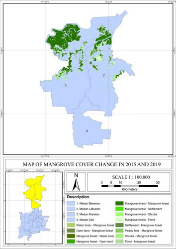 Figure 14. Map of mangrove forest cover change from 2015 to 2019.