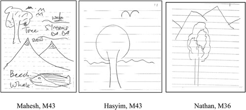 Figure 3. Drawings of participant depictions of their perceptions of nature.