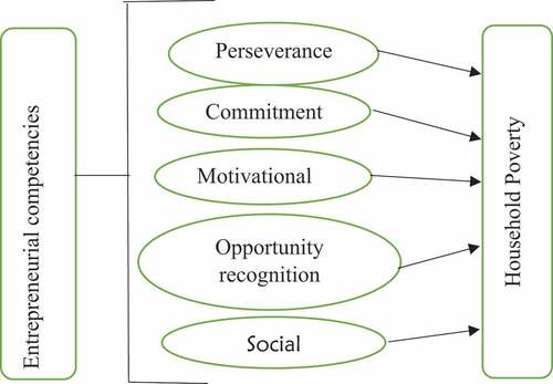 Figure 1. Conceptual framework linking entrepreneurial competencies with household poverty.