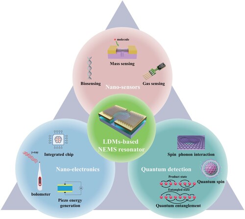 Figure 11. Application gallery of LDMs-based NEMS resonators.