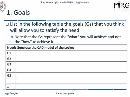 Figure 4. Excerpt of the user guide containing the instructions to generate the goals