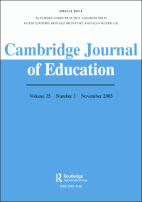 Cover image for Cambridge Journal of Education, Volume 48, Issue 5, 2018