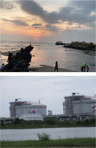 The shores along the islands, rich in marine ecological resources, are taken over by various enterprises. You can spot an extension of one such enterprise on the middle-right in the first picture. The mangroves along the shores, which are crucial for sustaining marine diversity, have been heavily destroyed as these enterprises were constructed. Source: Carmel Christy K J.