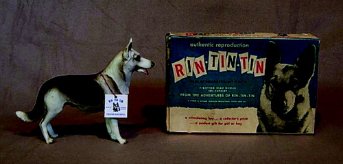 FIGURE 3. An original Rin Tin Tin plastic figure with box, made by Breyer Animal Creations from 1958 to 1966—the same model that Orlean’s grandfather kept out of the reach of his grandchildren. Photograph by Kirsten Wellman of White Horse Productions. Used by permission.
