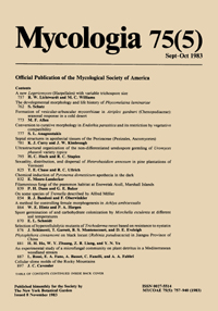 Cover image for Mycologia, Volume 75, Issue 5, 1983