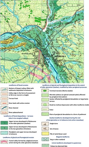 Figure 4. Geomorphological Map of Poland at a scale of 1:500,000 (CitationMojski, Citation1980; CitationRoszko, Citation1980; CitationStarkel, Citation1980).