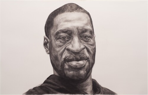Fig. 4. Sarah Levy, George Floyd, 2020. Charcoal on paper, 21.5″ by 35″.