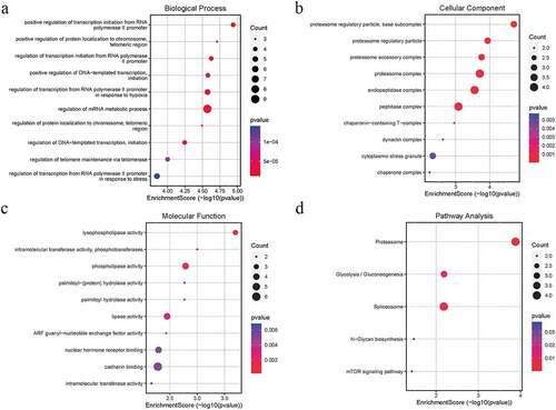 Figure 4. A PPI network construction of the DEGs in the salmon module. The red arrows indicate the positions of the three hub genes. b Venn diagram depicting the three DEGs identified simultaneously in the GSE73754, and GSE94683 datasets and hub genes of AS