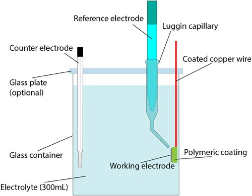 Figure 2. Schematic representation of the three-electrode setup used for electrochemical measurements.