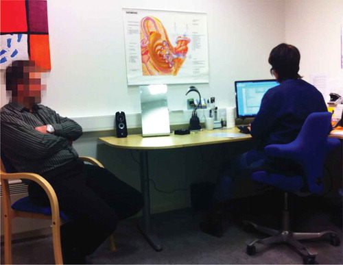 FIGURE 2. patient (left) and practitioner (right) in audiological consultation.