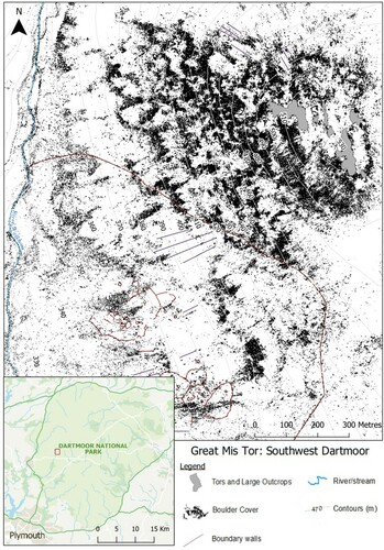 Figure 9. Geomorphology map of Great Mis Tor, Southwest Dartmoor.