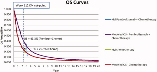 Figure 1. Overall survival by treatment arm for KN189 (non-squamous) analysis. Abbreviations. KM, Kaplan-Meier; OS, Overall Survival.