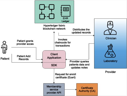 Figure 2. Blockchain-based electronic healthcare record system for healthcare applications.