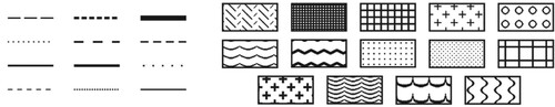 Figure 6. Highly distinguishable tactile symbols to be used with swell paper. Based on BANA and the CBA (Citation2010).