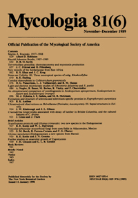 Cover image for Mycologia, Volume 81, Issue 6, 1989