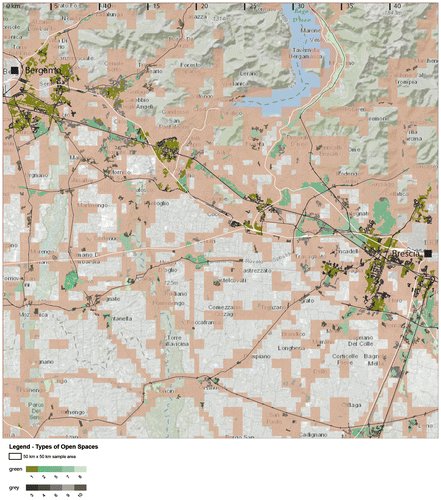 Figure 14. The types of open spaces for the case of Bergamo–Brescia.