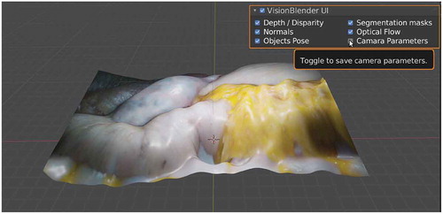 Figure 1. VisionBlender’s user interface, displayed on the top right of the image