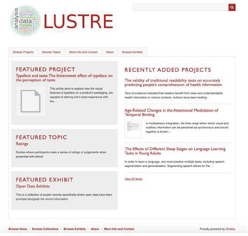 Fig. 1 Front page of the LUSTRE student project system.