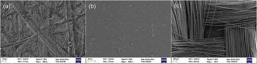 Figure 5. The SEM images of the sample surfaces of (a) CCS; (b) ER; (c) modified carbon steel (ambient temperature).