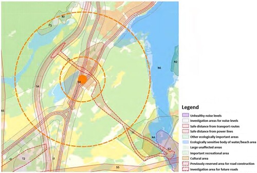 Figure 11. Visualization of Öxnered and the principle of developing existing and new ‘station communities’. Source: Vänersborg municipality (Citation2012, 5).