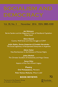 Cover image for Socialism and Democracy, Volume 30, Issue 3, 2016