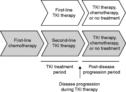 Figure 1. Flow chart showing the two separate patient groups and study time periods. Abbreviation. TKI, tyrosine kinase inhibitor.
