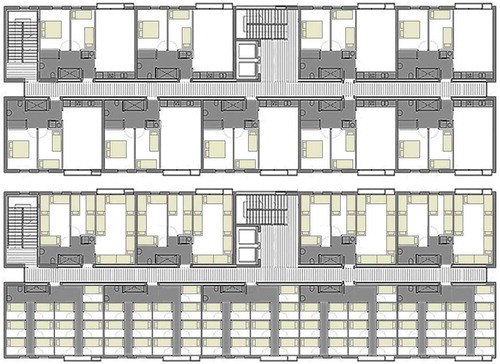 Figure 5. Adaptation of the existing floorplan (top) into the current arrangement of high density, group orientated leasing (bottom). (source: Author).