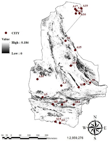 Figure 4. The fuzzy rated map of ‘the proper slope of the area’.