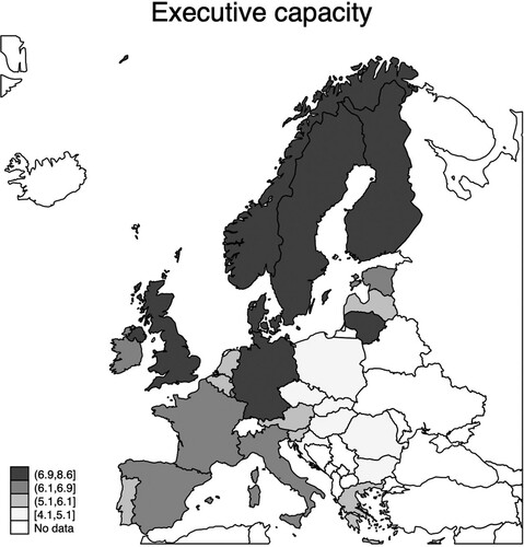 Figure 1. The executive capacity index in 2021.