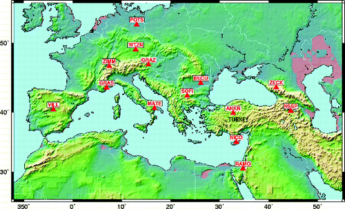 Figure 3. Distribution of the IGS stations used as reference.