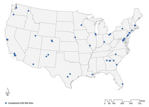 Figure 3. Completed LEED-ND sites in the United States (Sites may not be certified).