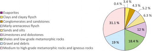 Figure 8. Distribution of the alluvial fan catchment lithology.