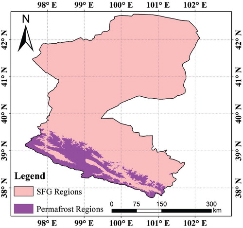 FIGURE 2. Map of frozen ground distribution in the Heihe River Basin in western China.
