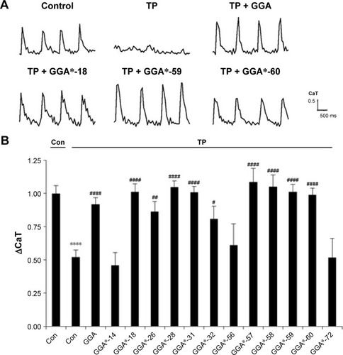 Figure 3 GGA and GGA-derivatives protect against CaT loss in HL-1 cardiomyocytes.