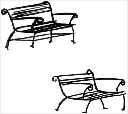 Figure 2. Sketch of journalism’s role represented as a public bench: a place to listen to and look at one’s surroundings, 2018.