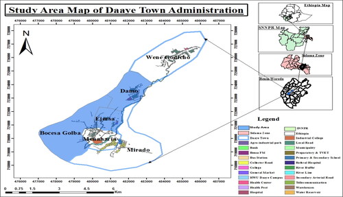 Figure 1. Map of the study area.Source: Sidama Zone Housing and Urban Development Bureau, Citation2020.