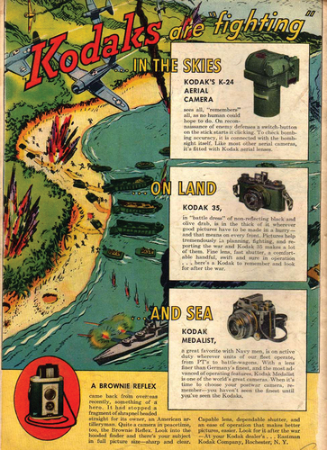 Figure 10. ‘Kodaks are Fighting’, Eastman Kodak Company advertisement, Camera Comics, issue 2, p. 52. Public domain comic scanned by Comic Books Plus.