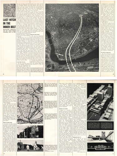 Figure 9. “Last Hitch in the Inner Belt” article, showing a view of St. Augustine’s and its surrounding buildings to demonstrate the architecture that the Inner Belt highway would replace. Images and text © Time, Inc.