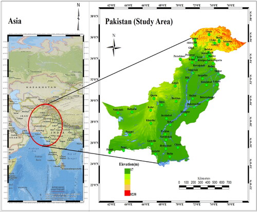 Figure 3. Study area with observed meteorological stations.