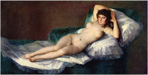 Figure 1a. Francisco de Goya, La Maja desnuda (1795–1800), oil on canvas, 94,7 × 188 cm, Museo del Prado.