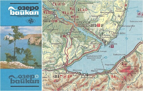 Figure 7. (a) Lake Baikal, 1989 – cover; (b) map extract. Note it is not intuitive which of the red lines south of Irkutsk (for example) represents the railway, and which the road.