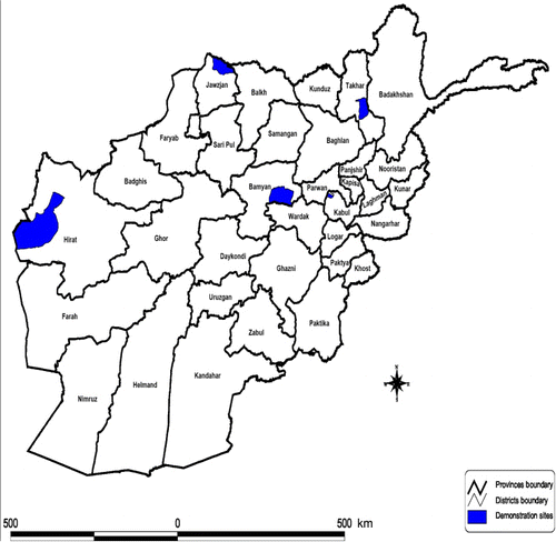 Figure 3. Map of five demonstration districts for cGMP programme.